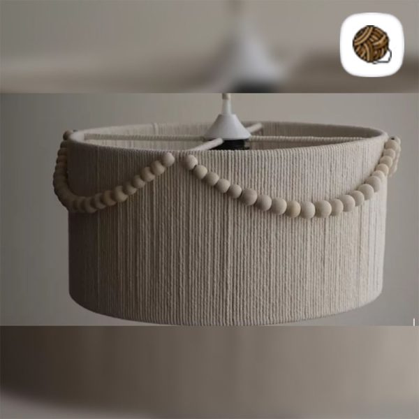 لوستر مکرومه بافی مدل آویز چوبی شیری - وبسایت مکرومه