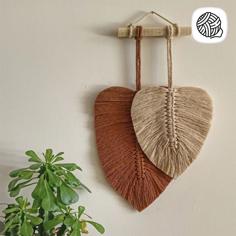 دیوار کوب مکرومه بافی مدل 2 برگ کد 02 - وب سایت مکرومه