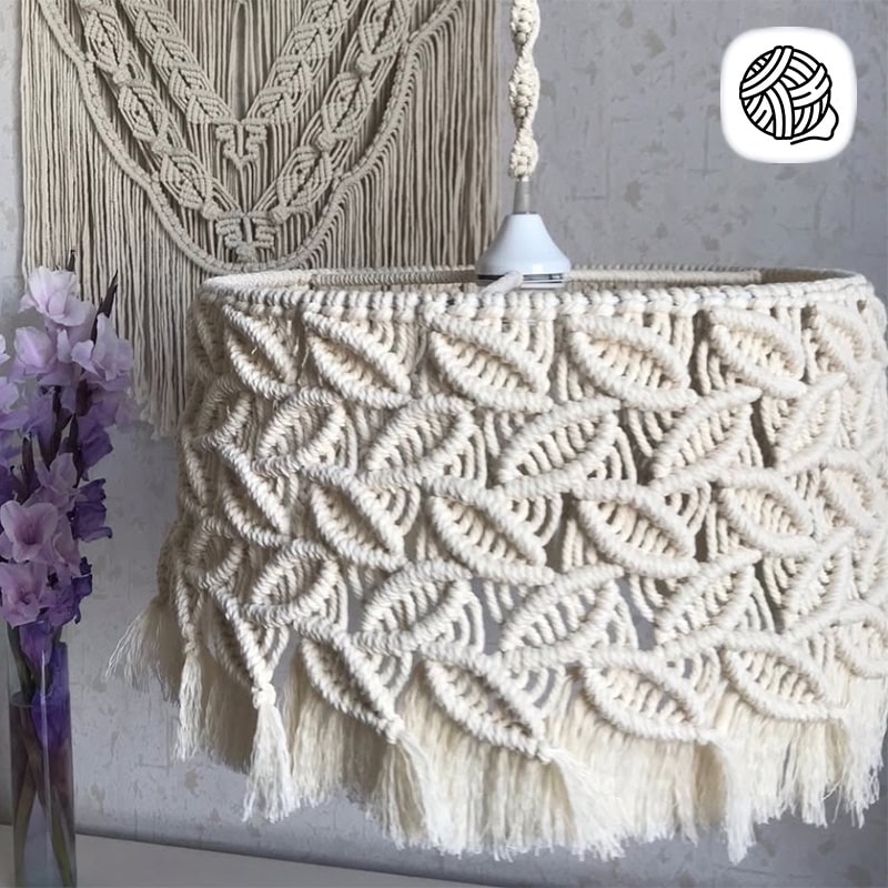 لوستر مکرومه بافی مدل بافت برگ قطر 35 - وب سایت مکرومه