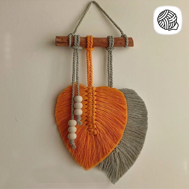 دیوار کوب مکرومه بافی مدل 2 برگ کد 03 - فروشگاه اینترنتی مکرومه