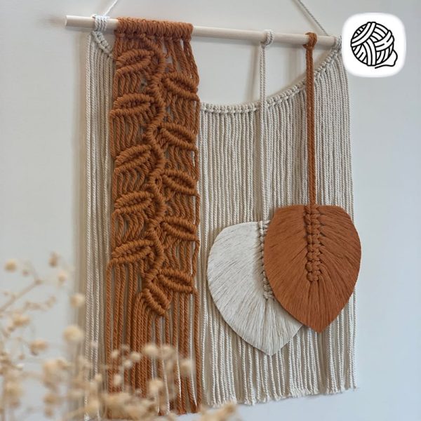 دیوار کوب مکرومه بافی مدل آبشاری 2 برگ کد 01 (عرض 50cm) - فروشگاه مکرومه