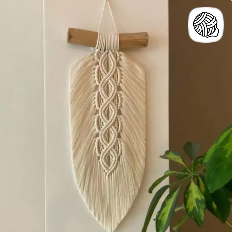 دیوار کوب مکرومه بافی مدل برگ کد 02 - فروشگاه اینترنتی مکرومه