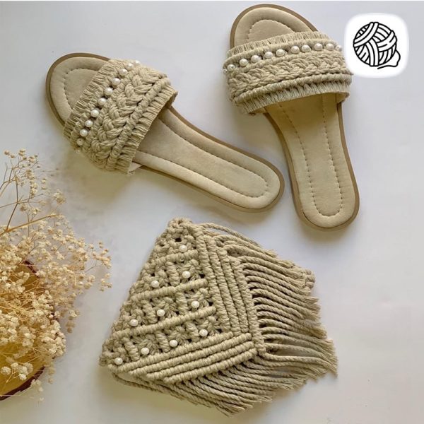 ست کیف و صندل زنانه مکرومه بافی مدل ترنم - فروشگاه مکرومه