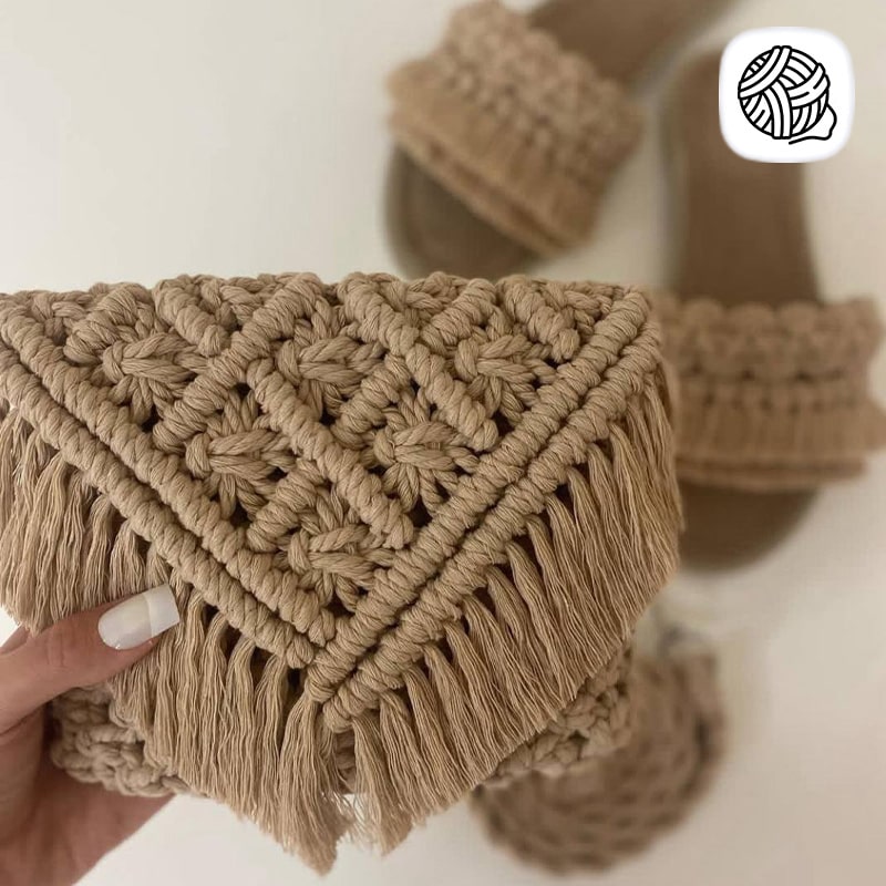 ست کیف و صندل مکرومه بافی زنانه مدل آفرین - فروشگاه مکرومه