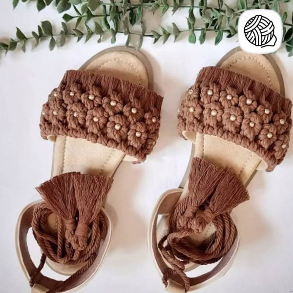 صندل مکرومه بافی زنانه مدل آفریندخت - فروشگاه مکرومه