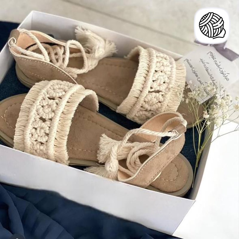 صندل مکرومه بافی زنانه مدل تابانروی - فروشگاه مکرومه