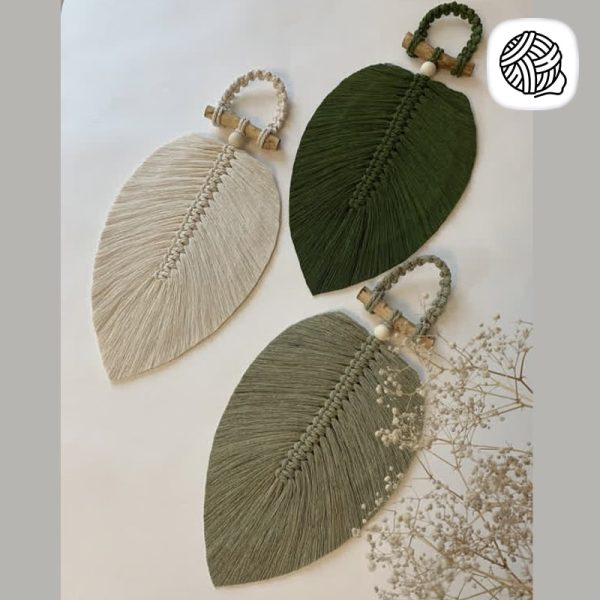 دیوار کوب مکرومه بافی 3 برگ مدل آویز - فروشگاه مکرومه