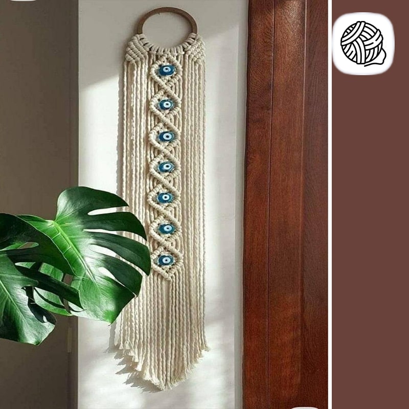 آویز مکرومه بافی مدل چشم نظر - فروشگاه مکرومه