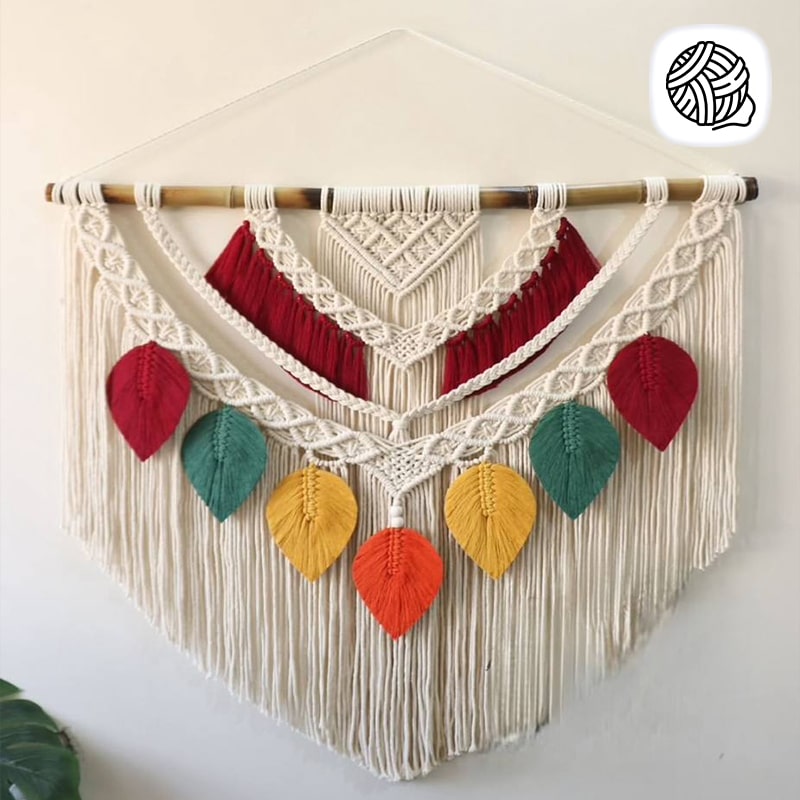 دیوار کوب مکرومه مدل رنگین کمان طول 100CM - فروشگاه مکرومه