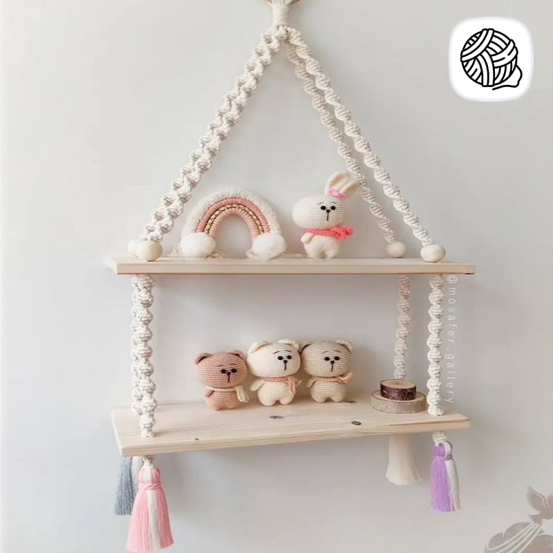 شلف اتاق کودک مکرومه بافی مدل پانیذ 2 طبقه - فروشگاه مکرومه