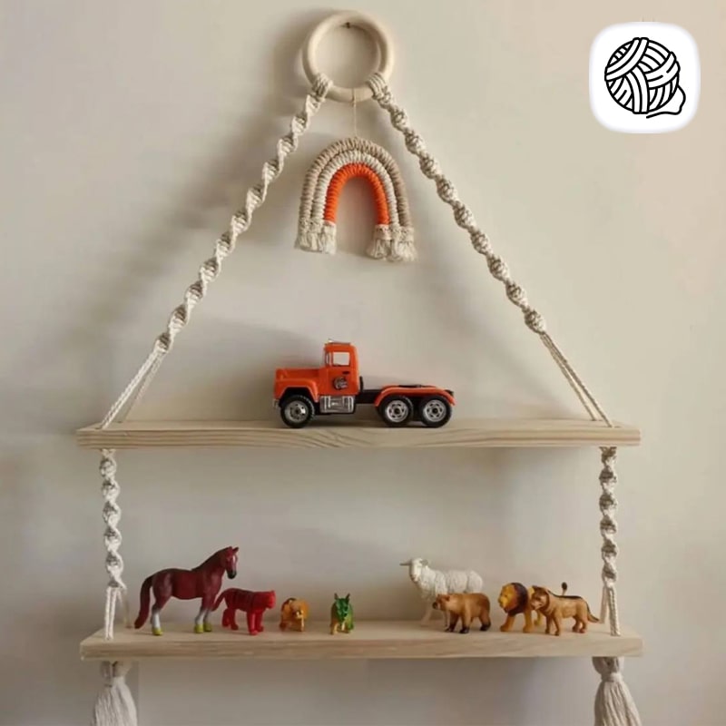 شلف مکرومه بافی 2 طبقه اتاق کودک مدل آرتین - فروشگاه مکرومه