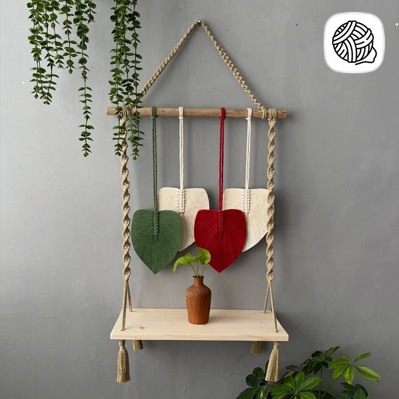 شلف مکرومه بافی ارتفاع 65 cm مدل آویژه - فروشگاه مکرومه بافی