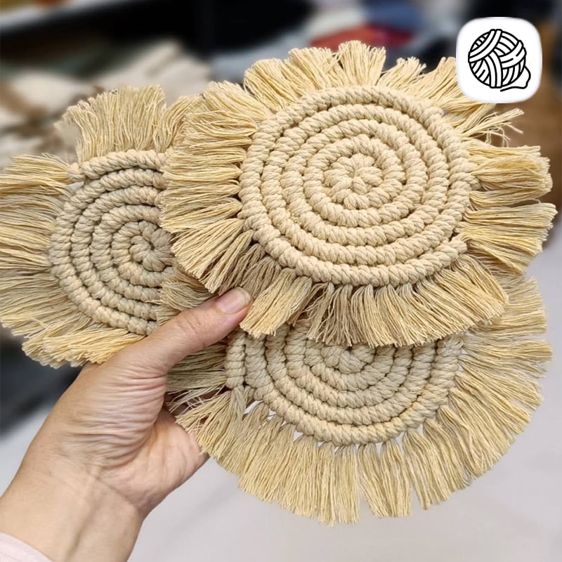 پک 3 عددی زیر لوانی مکرومه بافی رنگ روشن - فروشگاه مکرومه