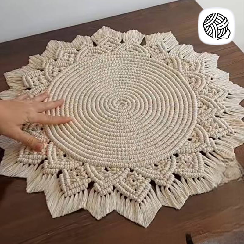 رومیزی مکرومه بافی مدل آسیمن - فروشگاه مکرومه