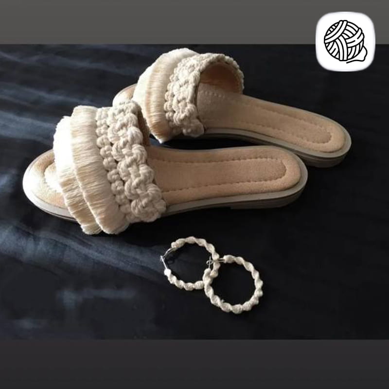 صندل زنانه مکرومه بافی مدل به آیین - فروشگاه مکرومه